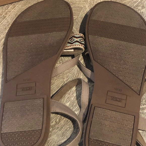 Toms Desert Taupe Canvas Lexie Sandals Sz10 - Picture 2 of 6